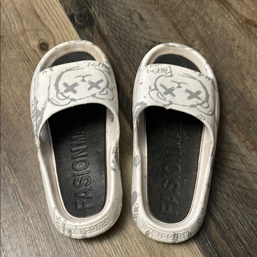 Kids White Slide Sandals